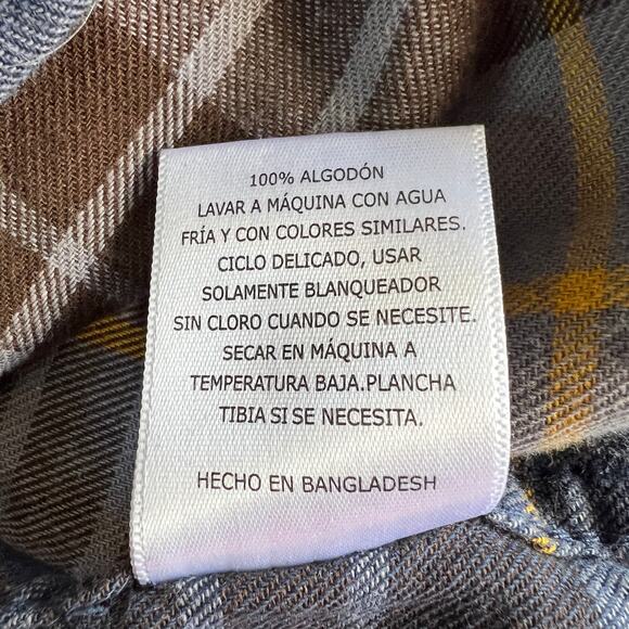 Levi’s Flannel Button-Down Shirt Men’s L – Blue Brown Plaid 100% Cotton - Picture 9 of 9